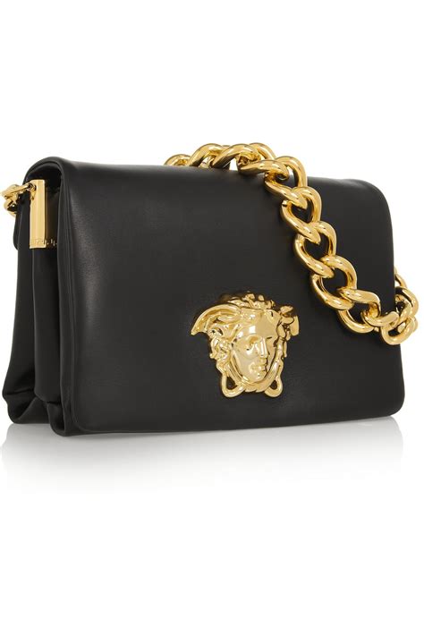 versace collection v handle leather bag|Versace black label purses.